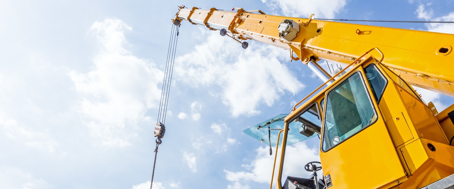 Open door on cabin of mobile crane truck